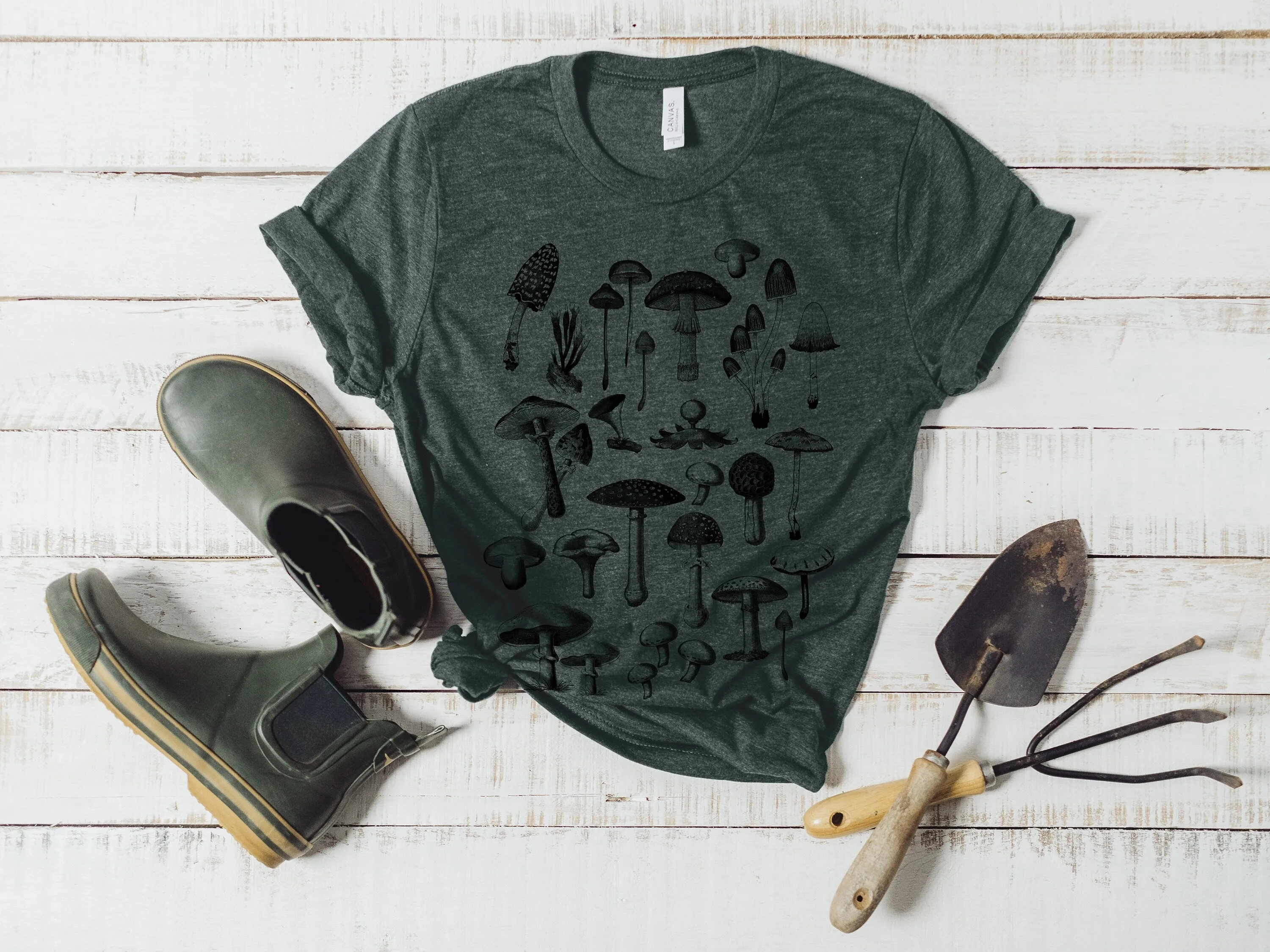 Fungi Mushroom Collection Unisex Bella Canvas T-Shirt - Custom Color Gardening Tee