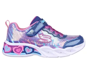 Girls Skechers Trainers Navy Multi Strap Light Up Hearts 302313L NVMT