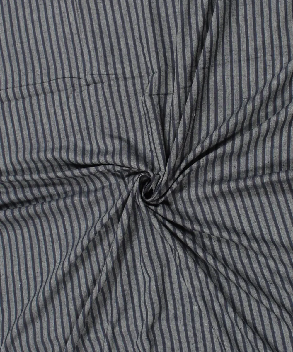 Grey black handwoven stripe cotton fabric