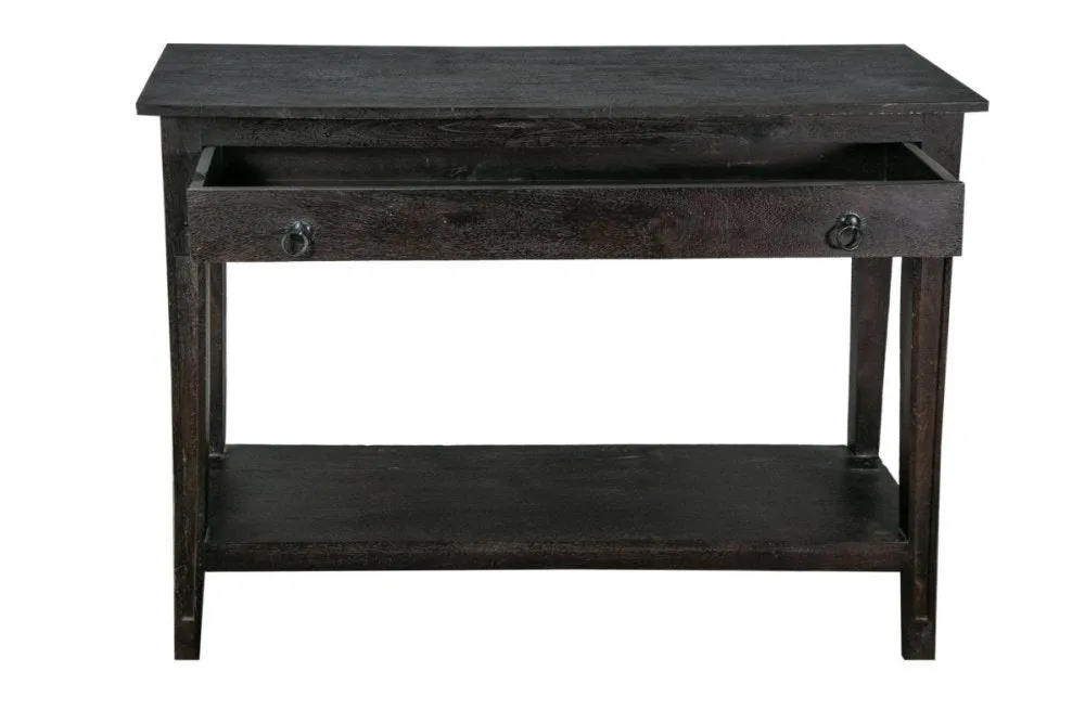 Hand Carved natural wood Console Table in Black tones