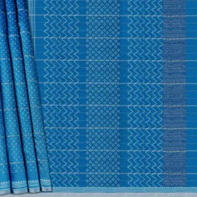 Handwoven Blue Chanderi Cotton Saree - 1810T008554DSC