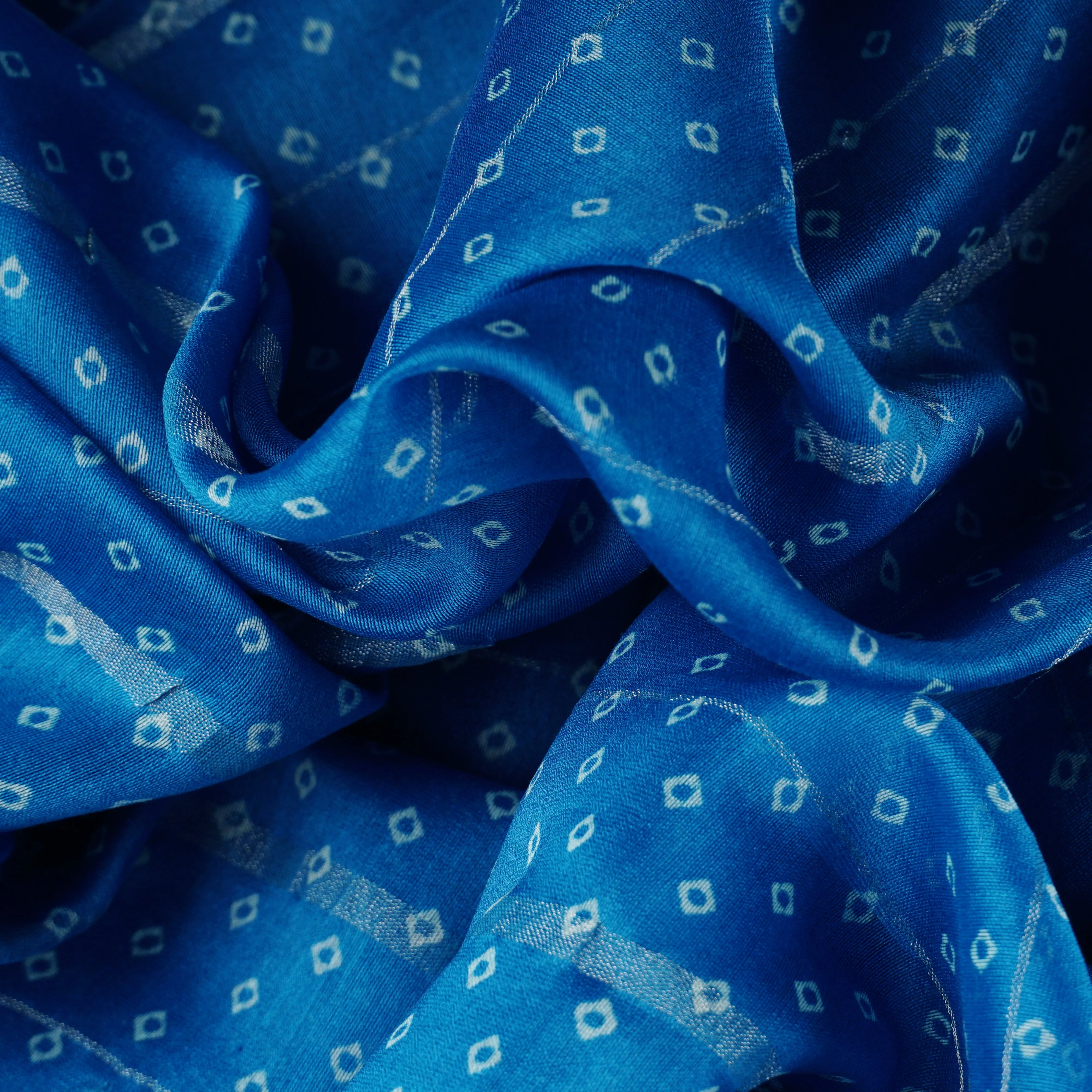 Handwoven Blue Chanderi Cotton Saree - 1810T008554DSC