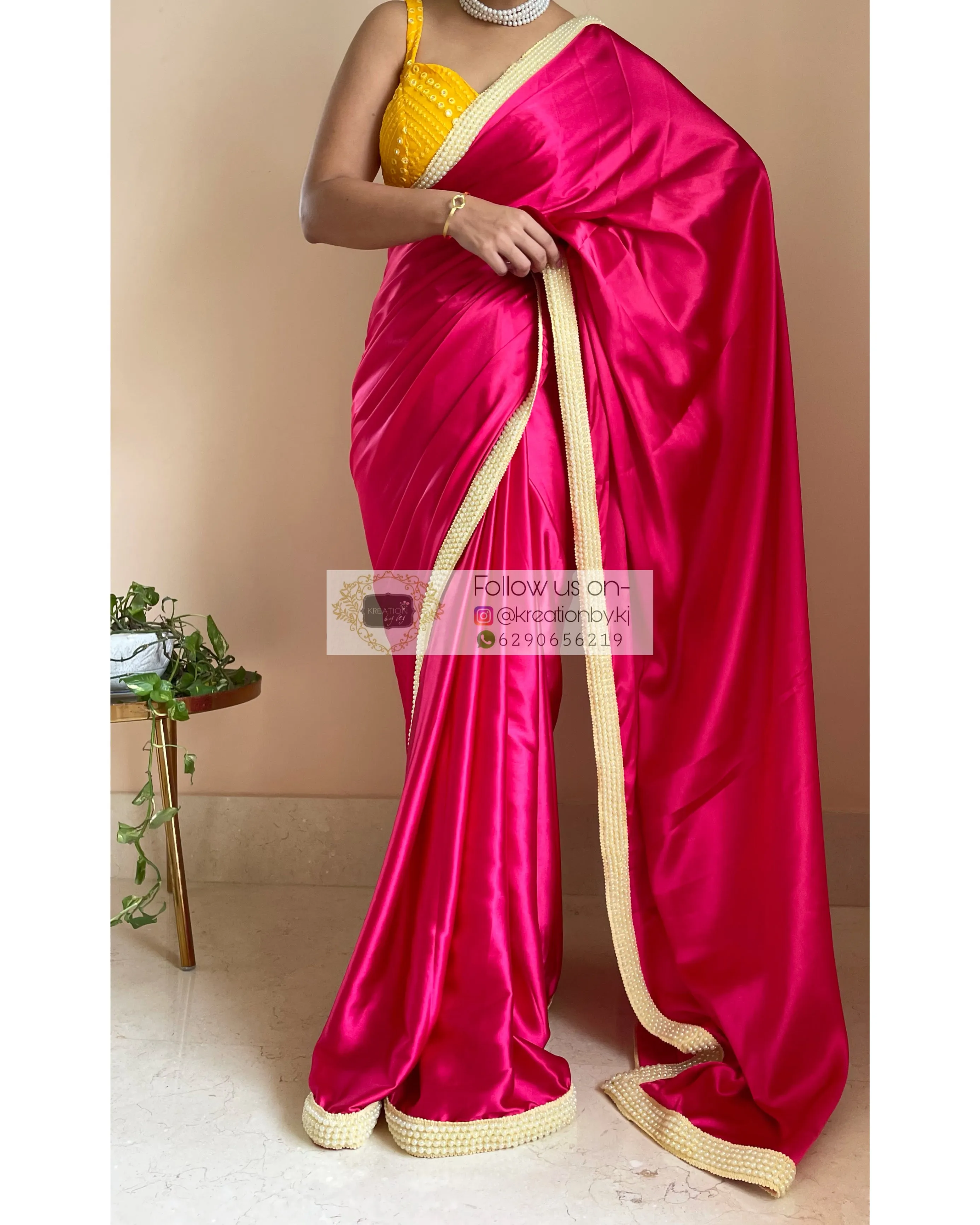 Hot Pink Mother of Pearl Saree