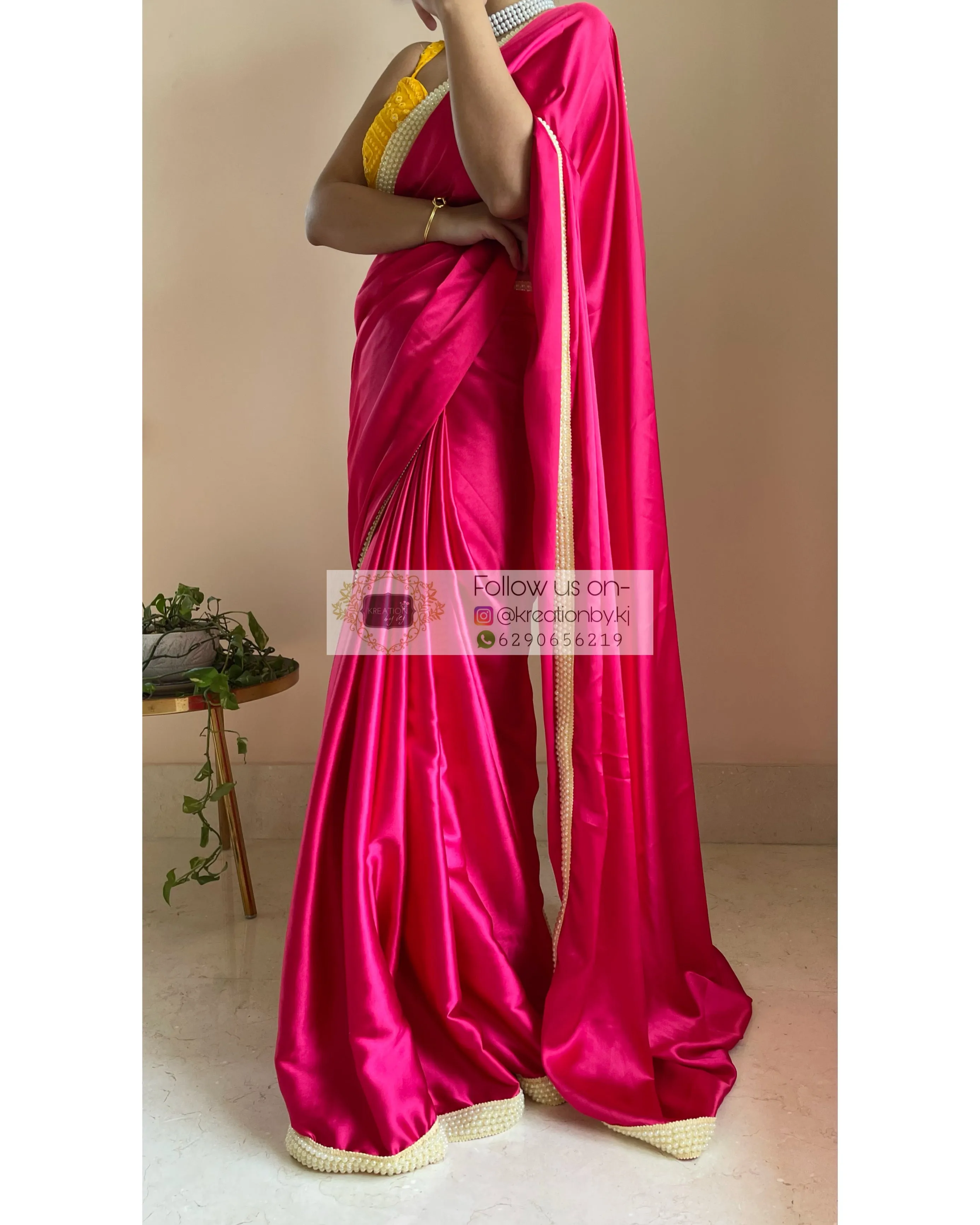 Hot Pink Mother of Pearl Saree