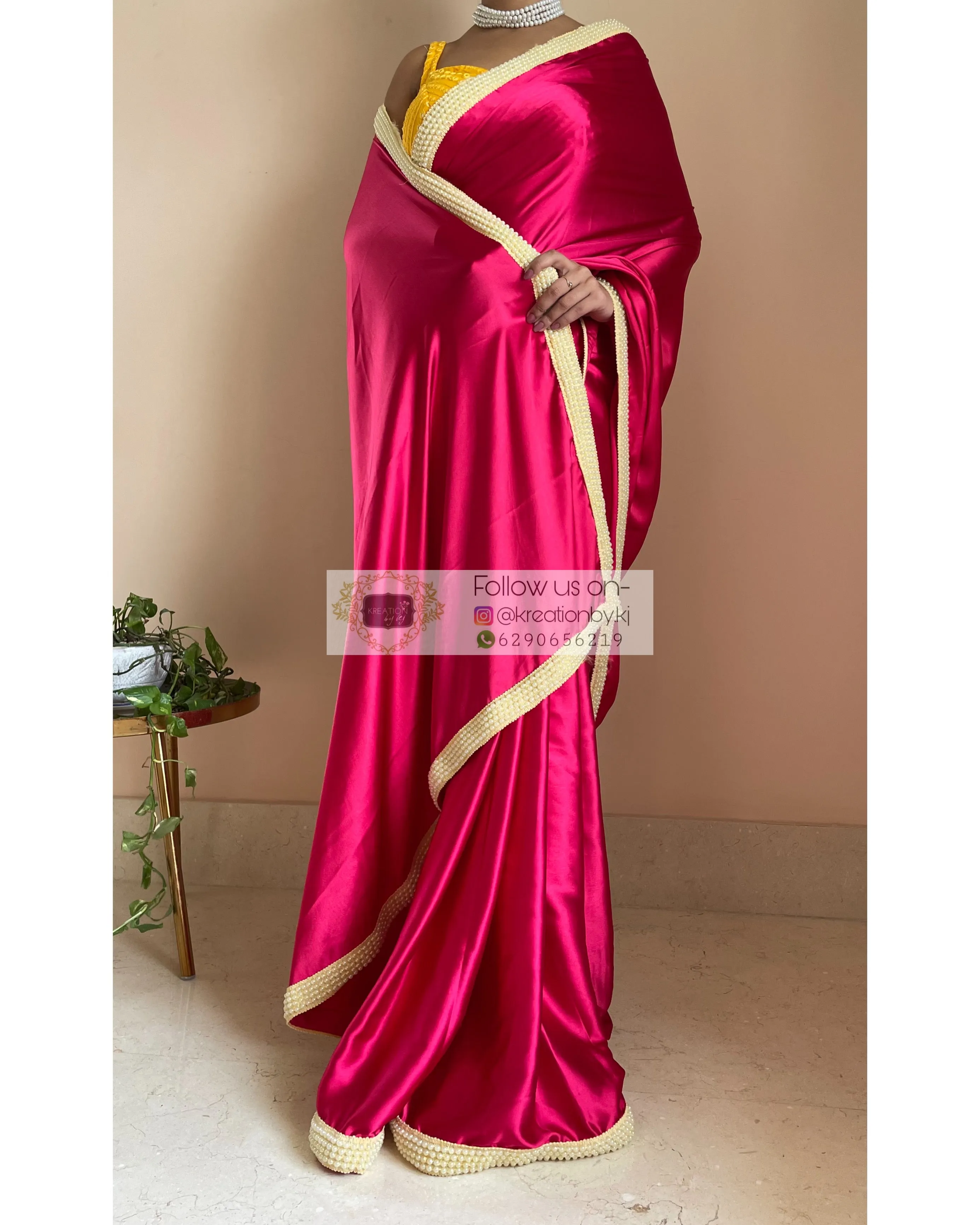 Hot Pink Mother of Pearl Saree