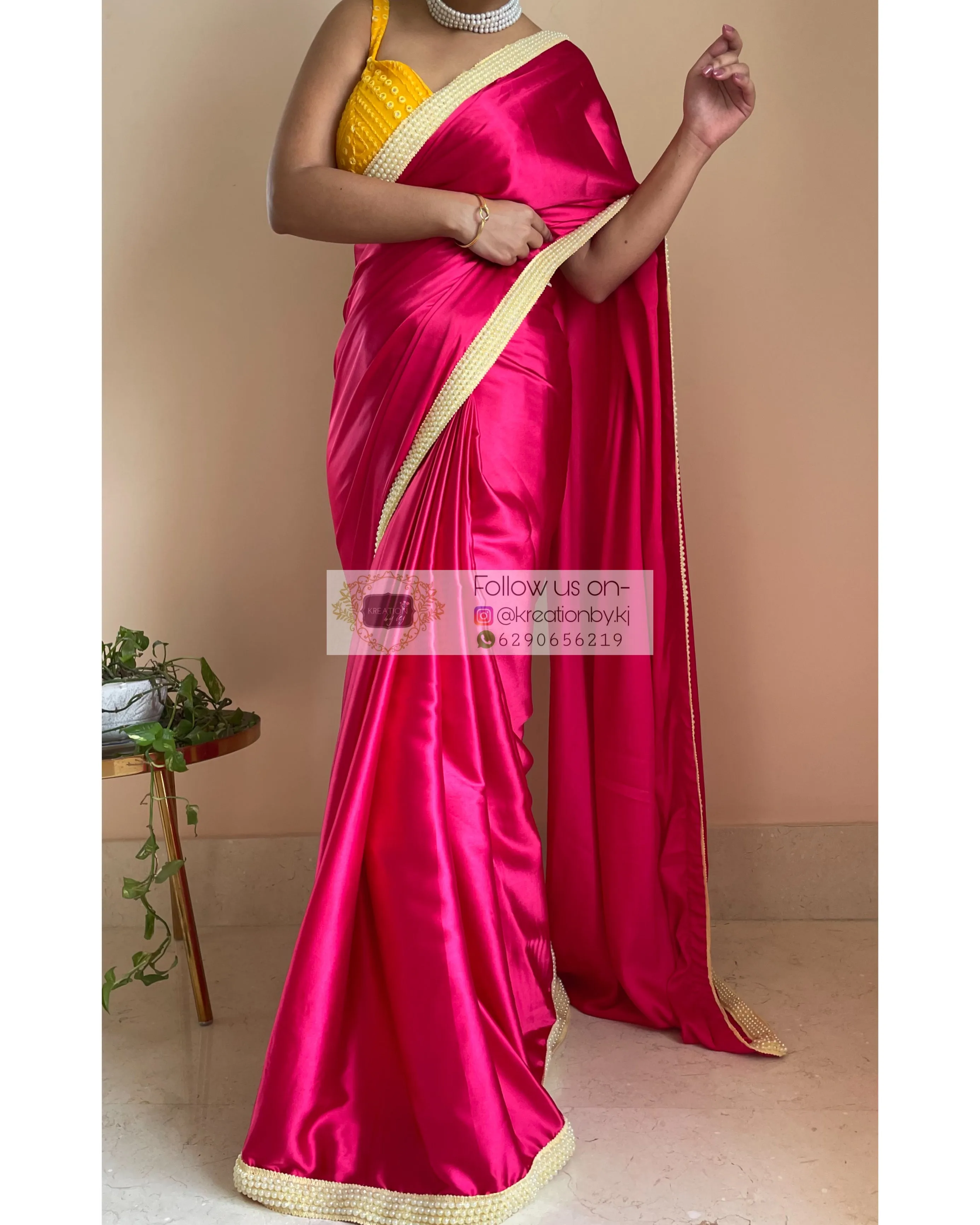 Hot Pink Mother of Pearl Saree