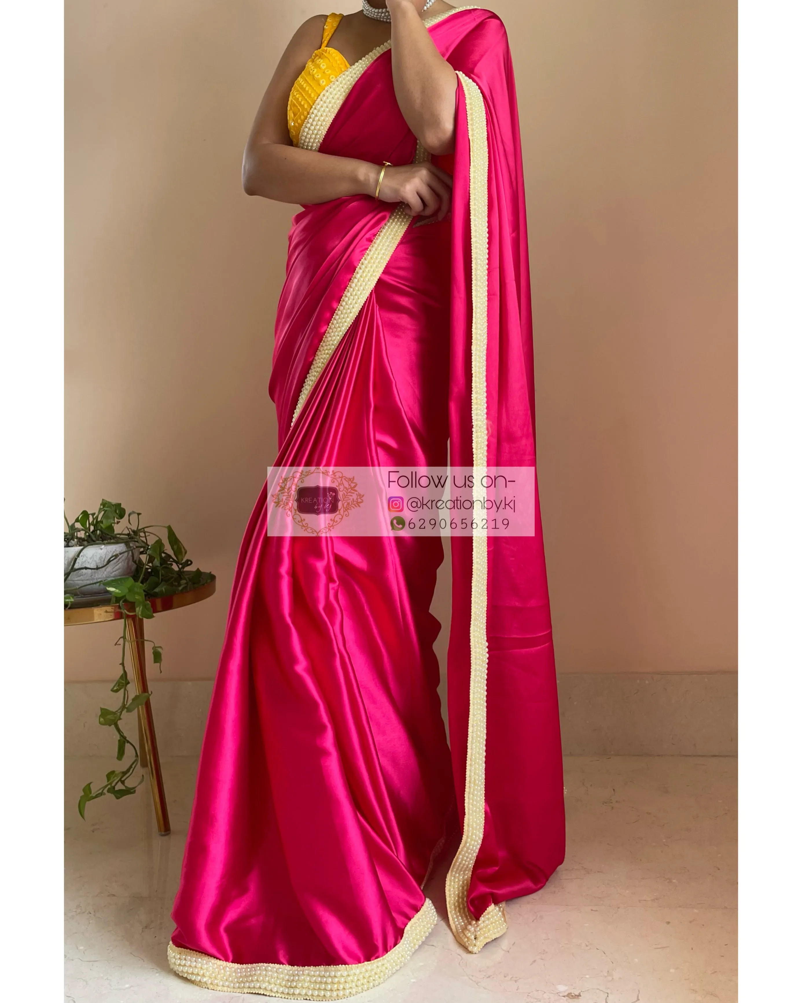 Hot Pink Mother of Pearl Saree