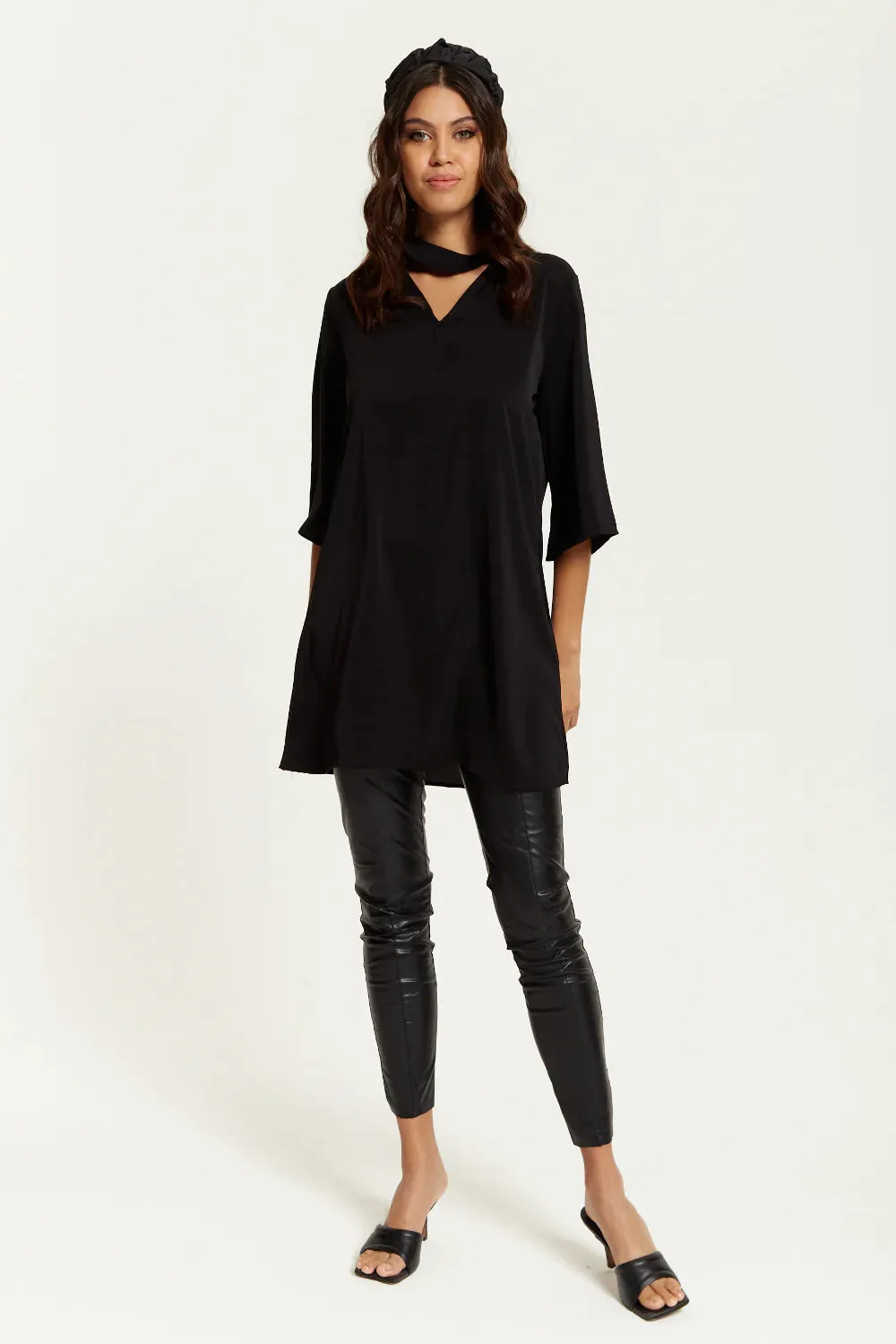 Hoxton Gal Oversized Detailed Neckline Tunic