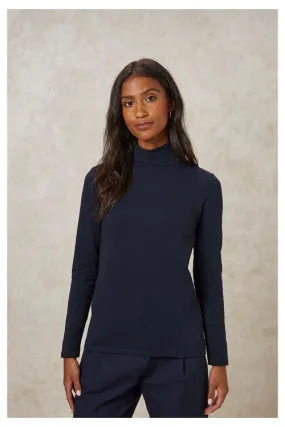 Laila Roll Neck Top in Navy