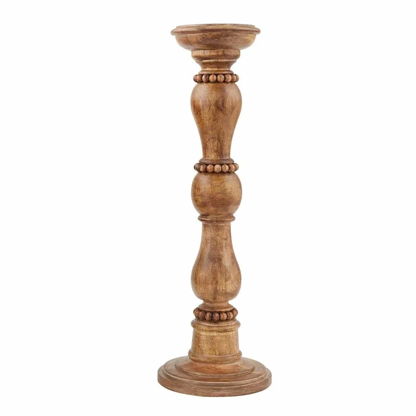 Large Beaded Wood Candleholder