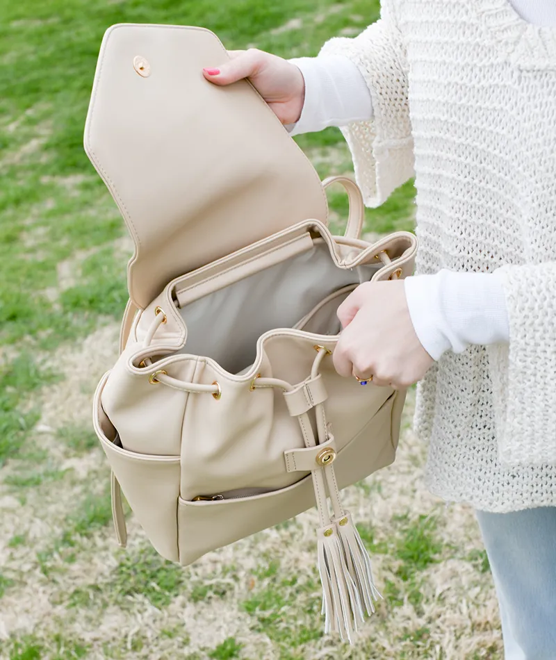 Luna Drawstring Backpack - Sand - [Outlet RETIRED Final Sale]