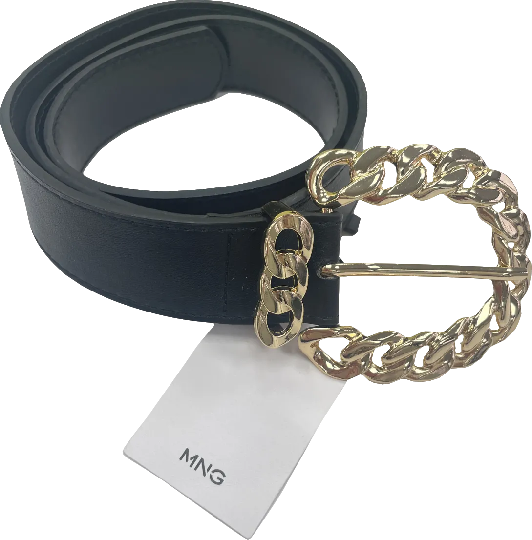 MANGO Black Metal Buckle Belt BNWT UK S