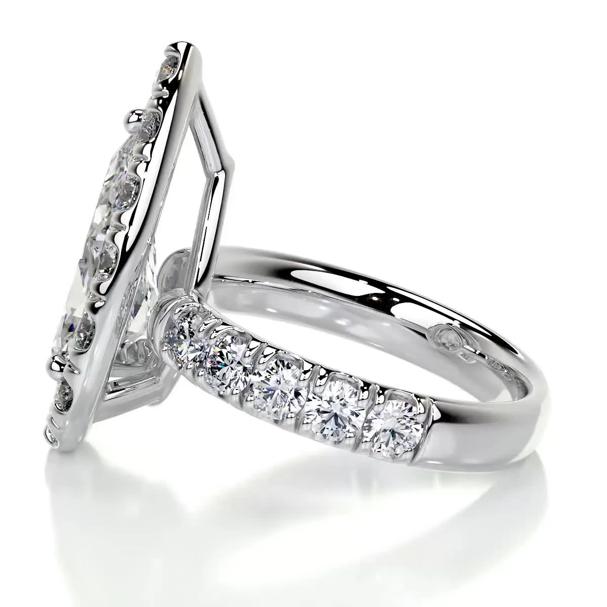 Maya Diamond Engagement Ring   (4 Carat) -14K White Gold (RTS)