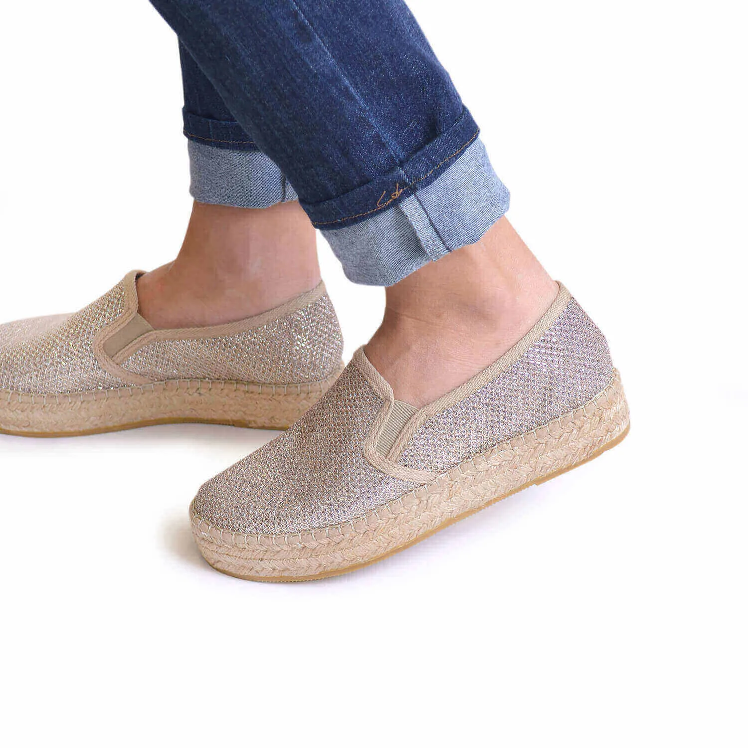 Metallic Cotton Blend Espadrilles for Women - Fonda-S