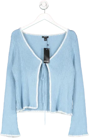 Nasty Gal Blue Whipstitch Tie Front Cardigan UK M