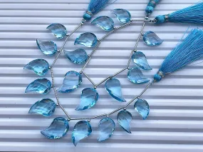 Natural Blue Topaz Fancy Mango Shape faceted beads, Blue Topaz Beads for Jewelry making, Blue Topaz Pair, 10 Pieces