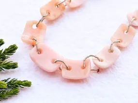 Natural PINK OPAL Double Hole Bridge Shape Beads