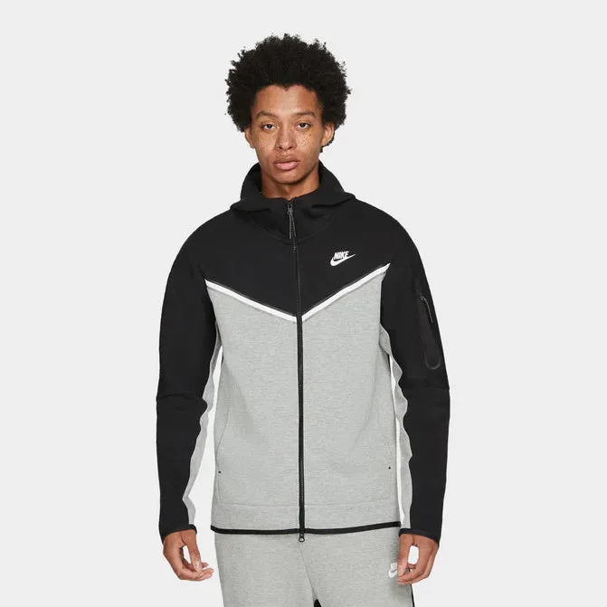 Nike Sportswear Tech Fleece Full Zip Hoodie & Joggers Set Black/Dark Grey Heather/White