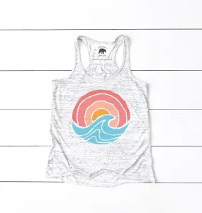 Ocean Sunset Retro flowy racerback tank top