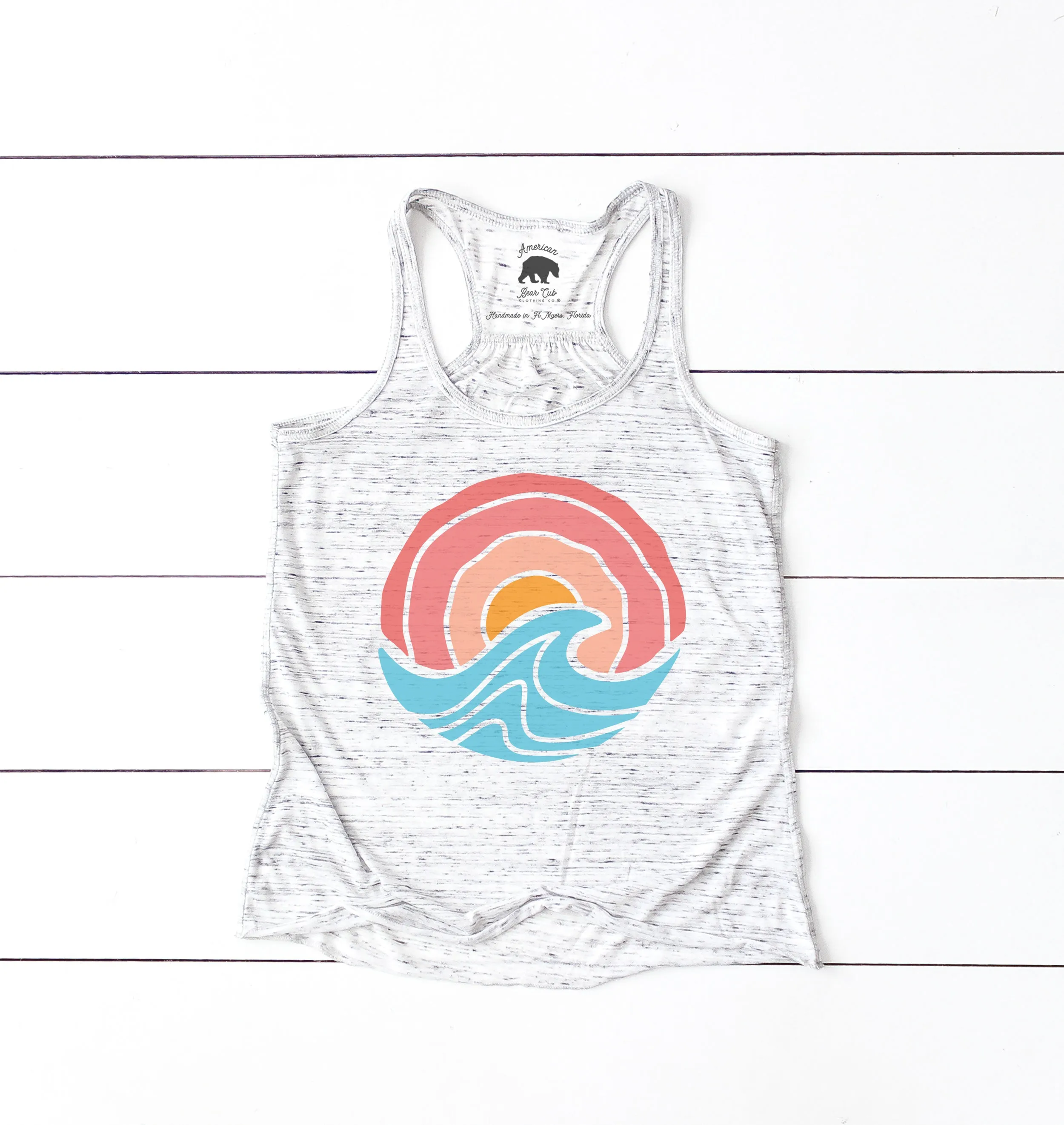 Ocean Sunset Retro flowy racerback tank top