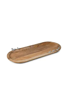 Oval Mango Wood Tray With Duck