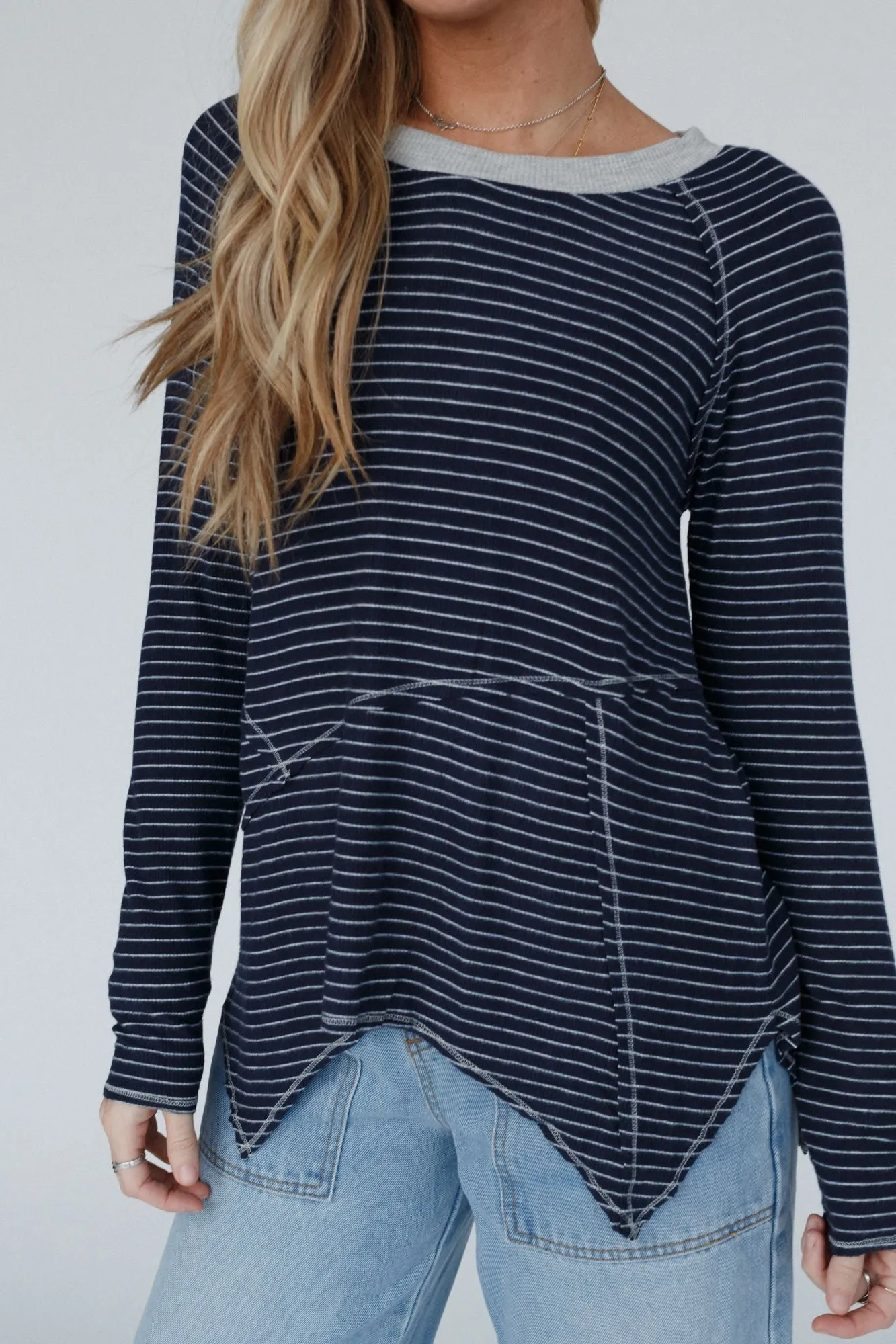 Poetic Pinstripe Top - Navy Multi