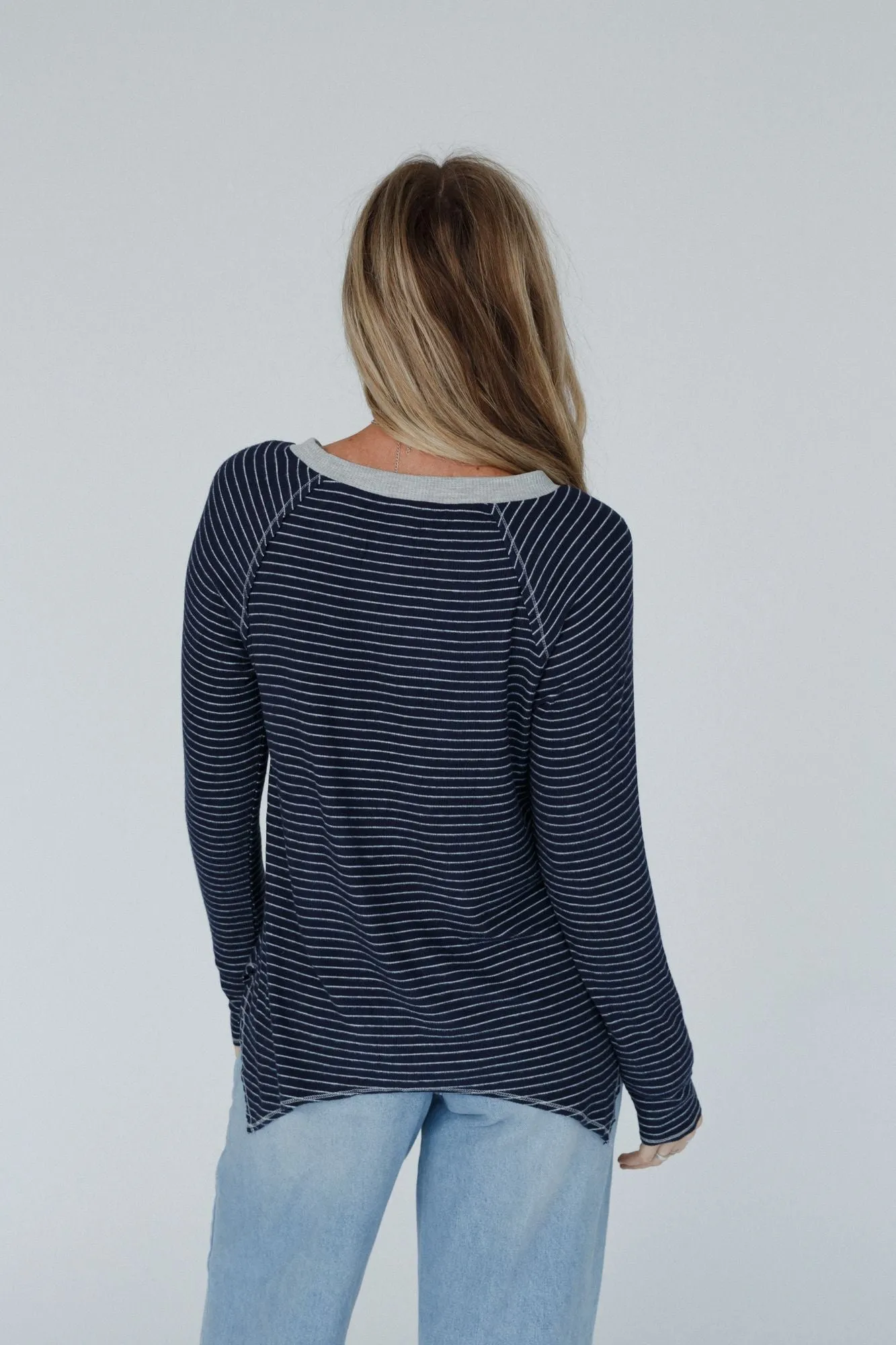 Poetic Pinstripe Top - Navy Multi