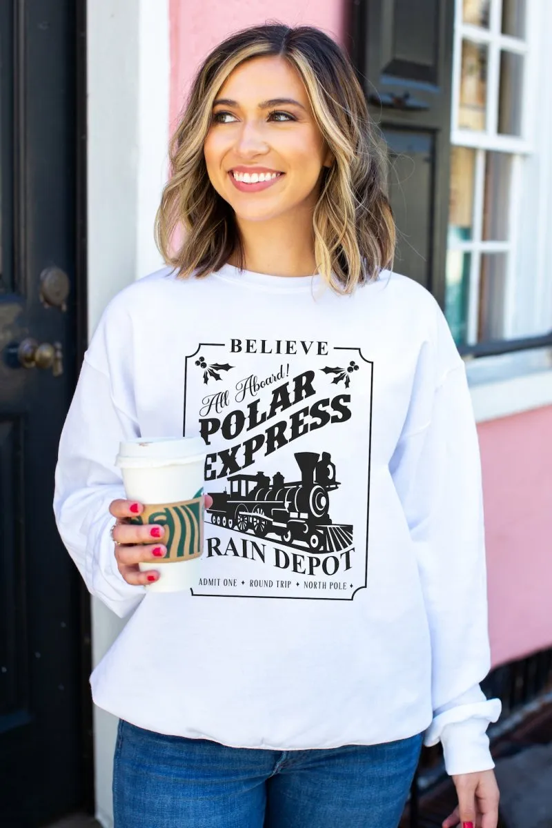 'Polar Express Train Depot' Crewneck Sweatshirt