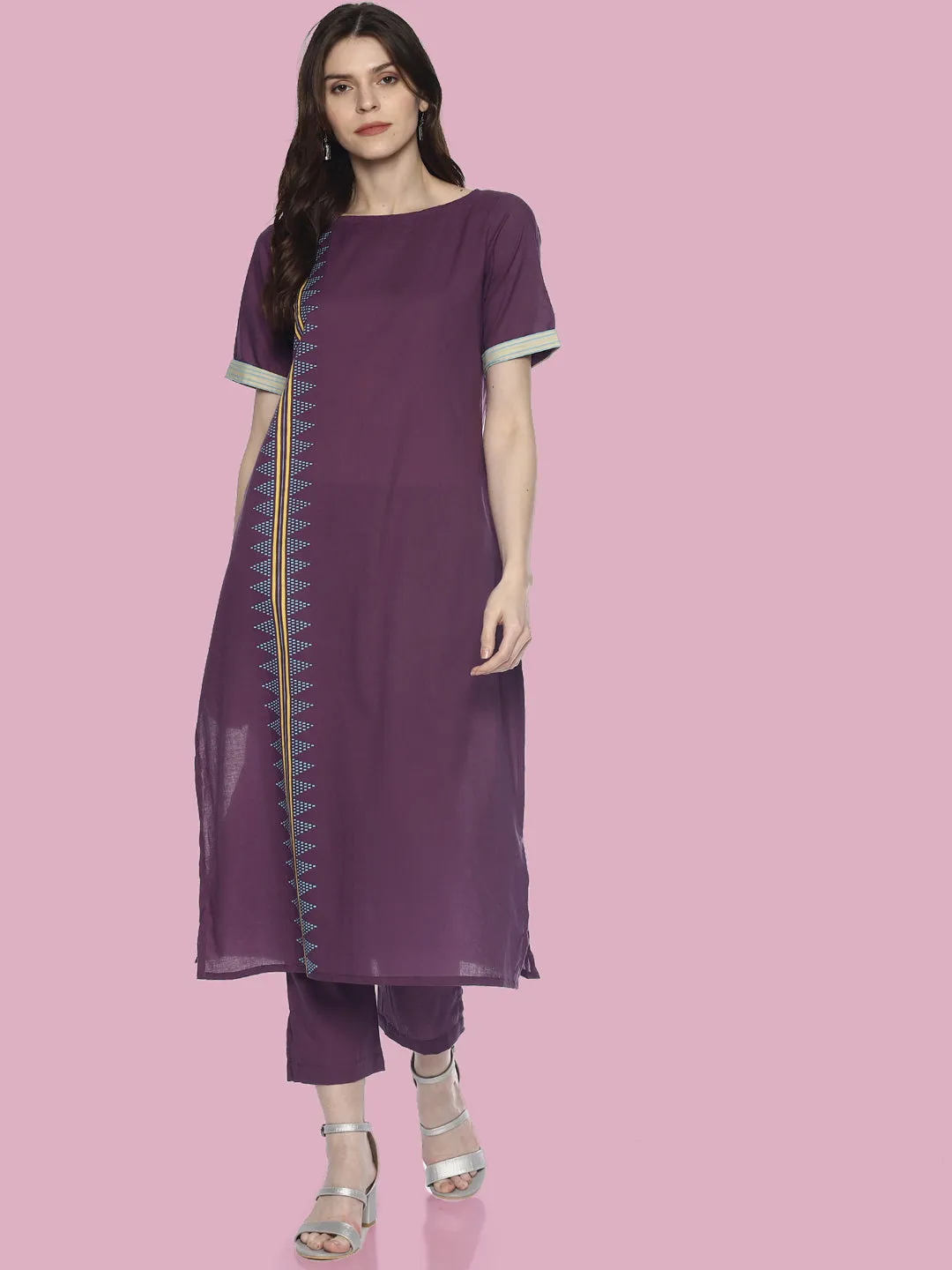 Purple Printed Kurta