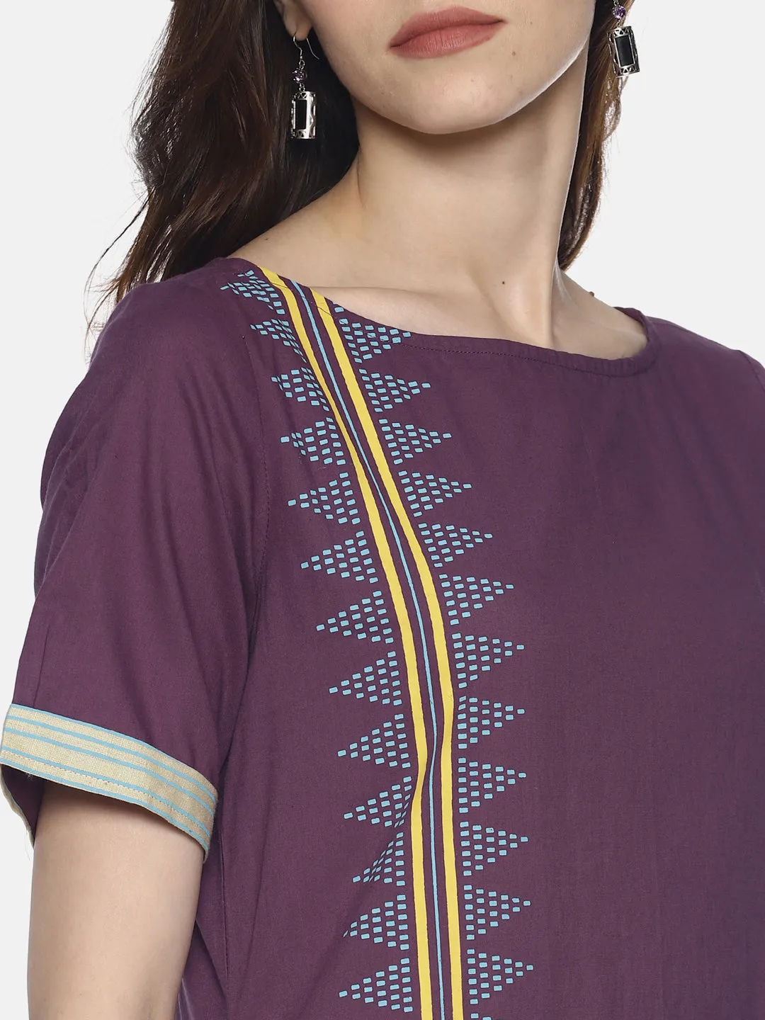 Purple Printed Kurta