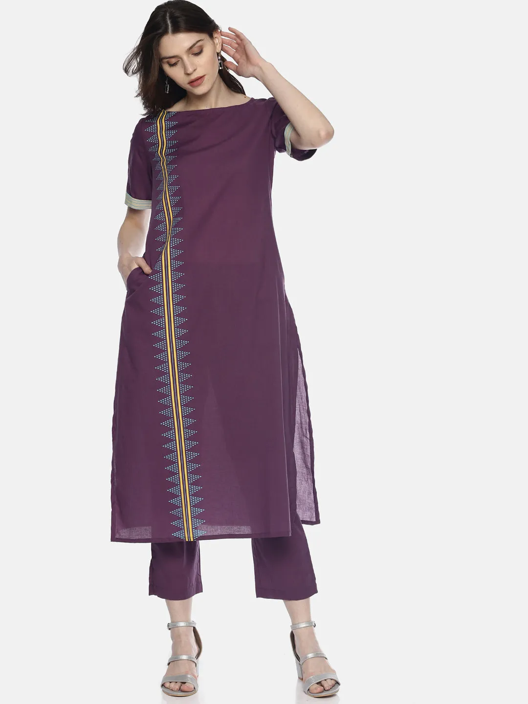 Purple Printed Kurta