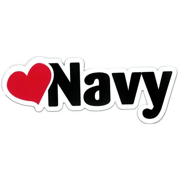 "Love Navy" Heart with Navy Die Cut Auto Magnet