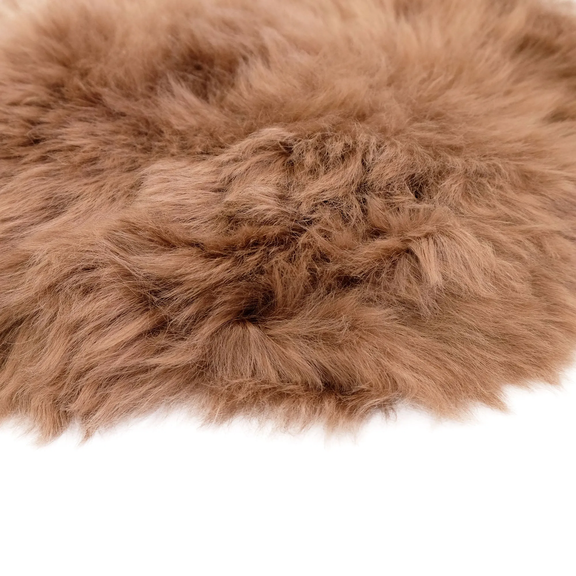 Round Chair Mat Long Wool - Toffee - 37cm Diameter - Australian Merino Sheepskin