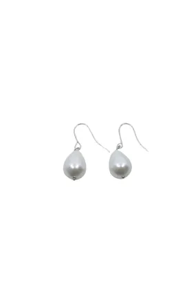 Silver Simple Drop Pearl Drop Earrings