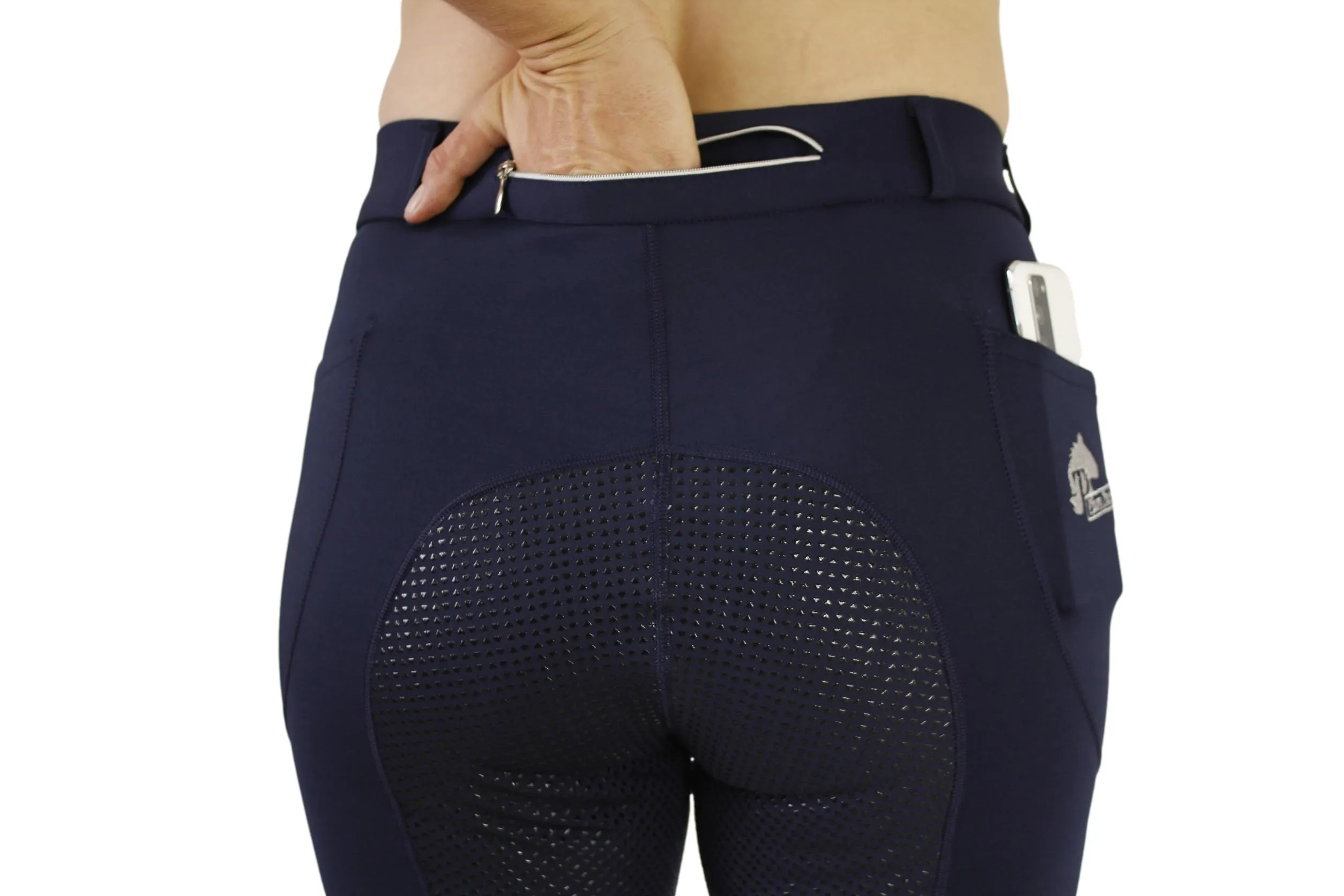 Spring Riding Tights in Navy with silicone grip seat