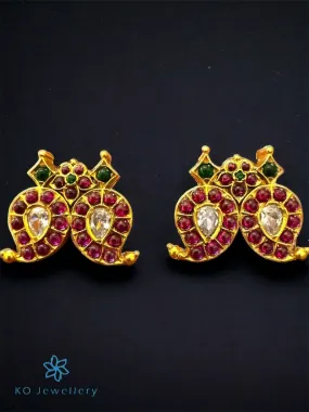 The Hritvi Silver Earstuds (Red)