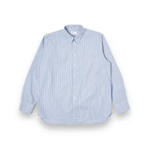 Universal Works Square Pocket Shirt 30677 busy stripe cotton blue/navy stripe