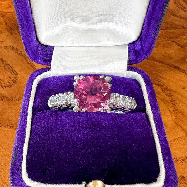 Vintage Pink Tourmaline & Diamond Ring