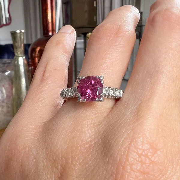 Vintage Pink Tourmaline & Diamond Ring