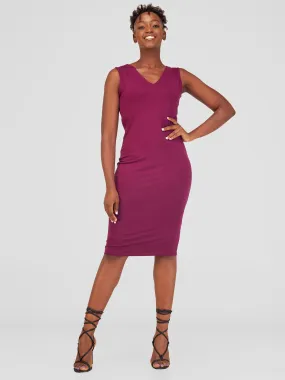 Vivo Basic Sleeveless Double Layered Bodycon - Burgundy