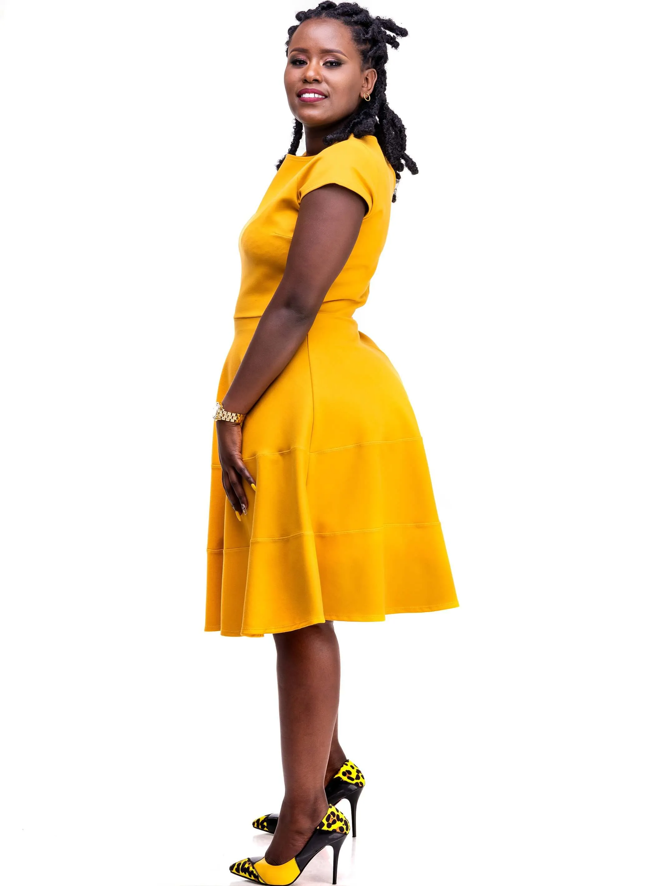 Vivo Waridi A-Line Dress - Mustard