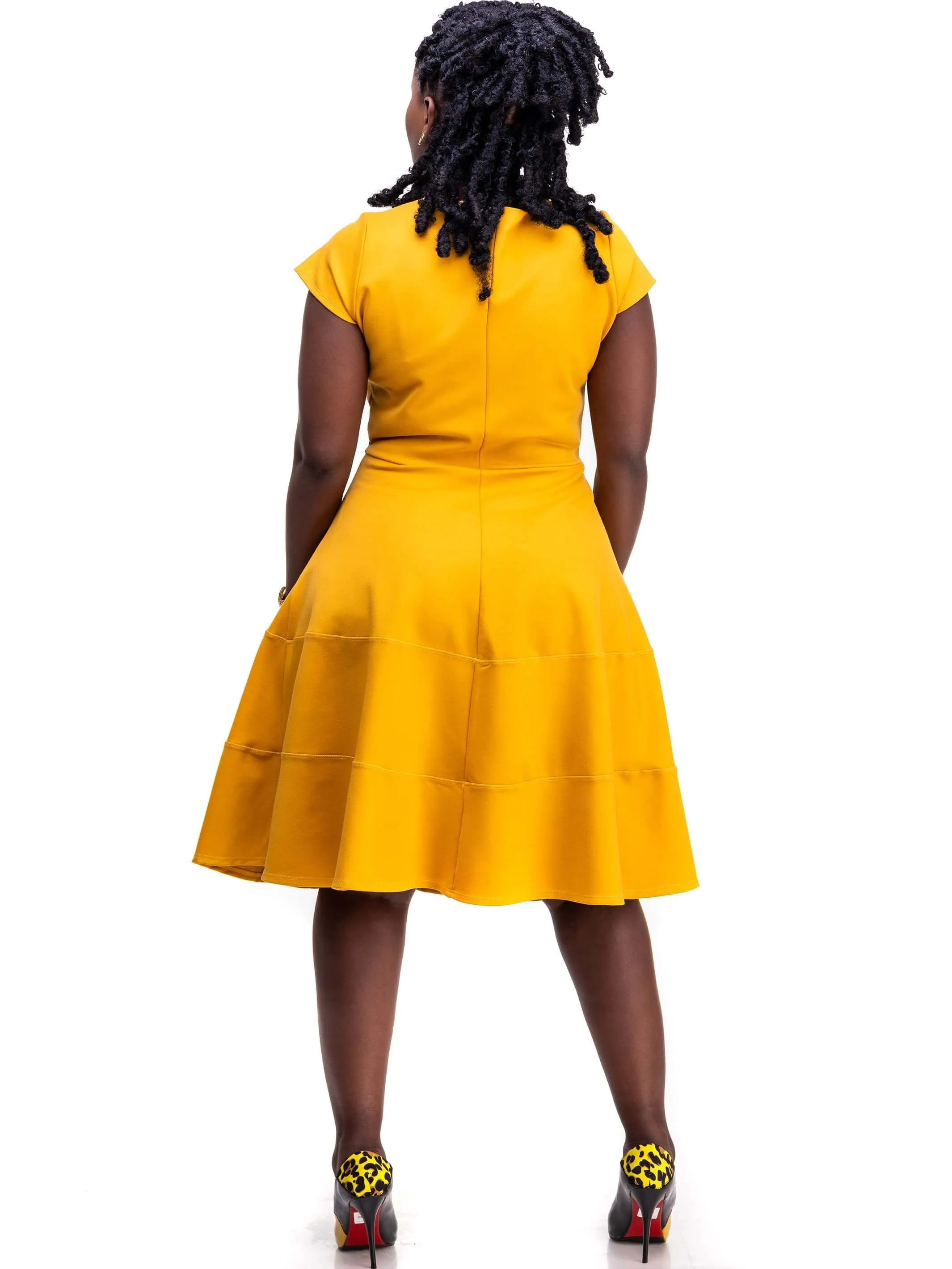 Vivo Waridi A-Line Dress - Mustard