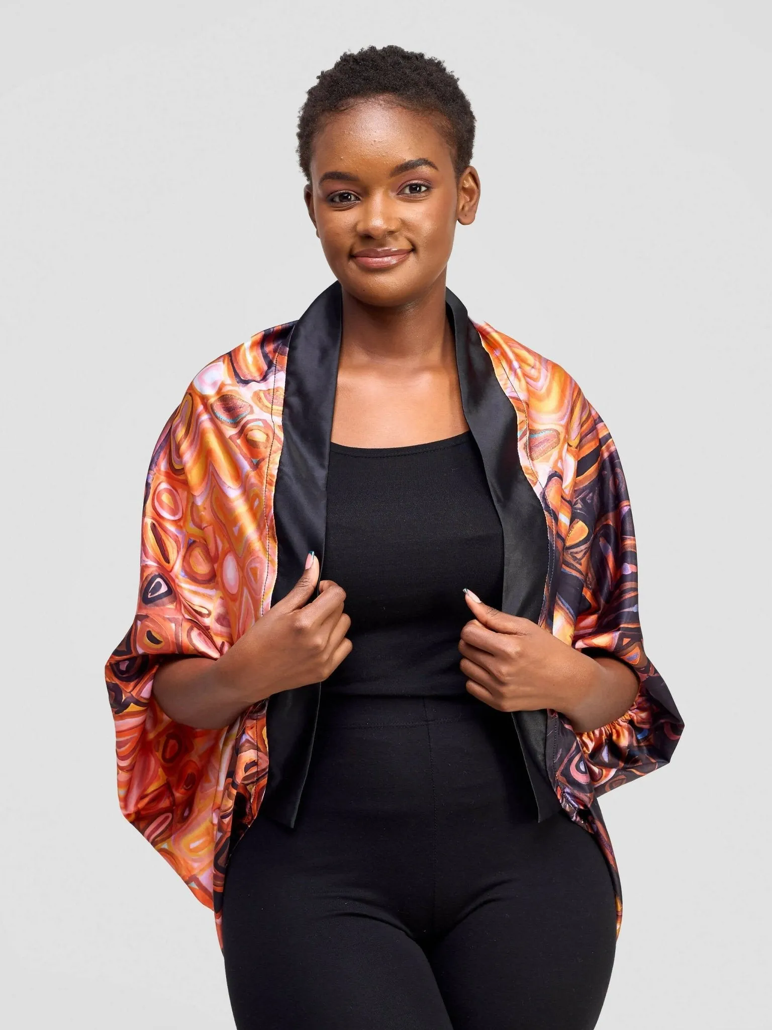 Zo Qu'an Adire Bomber Shawl - Brown