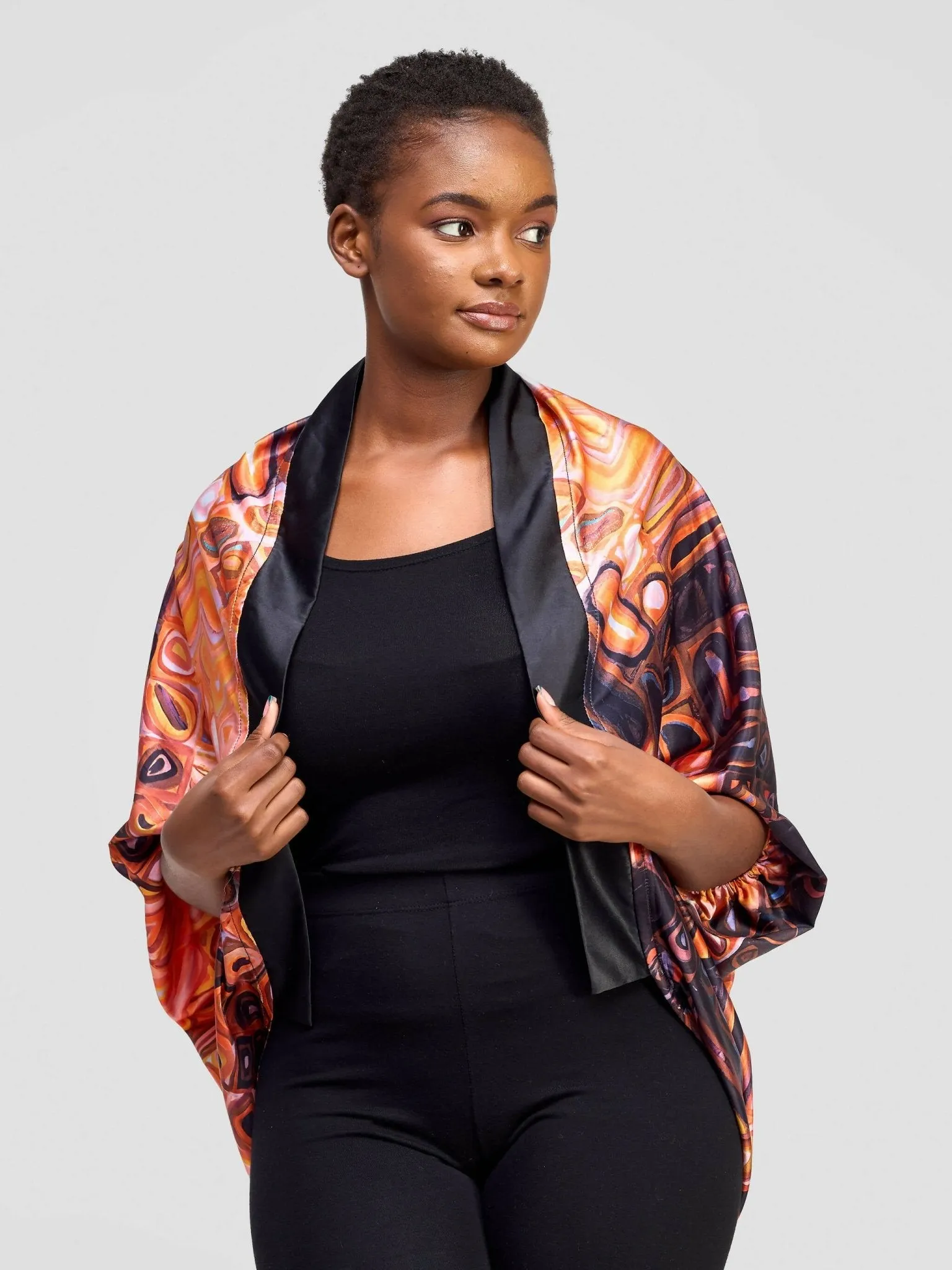 Zo Qu'an Adire Bomber Shawl - Brown